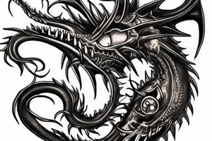 steampunk dragon skull tattoo idea