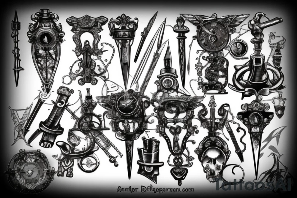 steampunk dagger tattoo idea