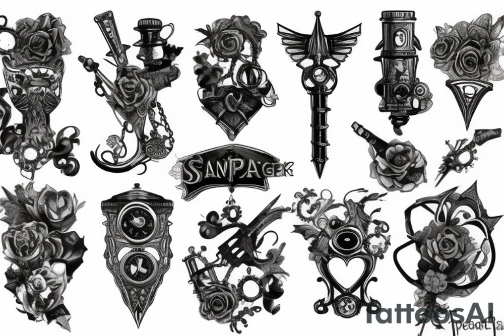 steampunk dagger tattoo idea