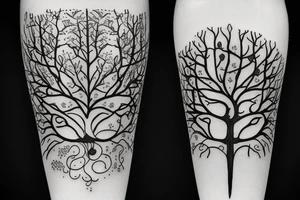 steampunk tree with daggers tattoo idea
