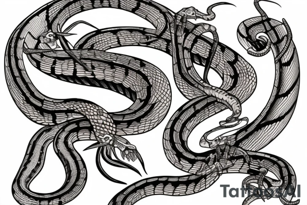 snake skeleton with golden highlights tattoo idea