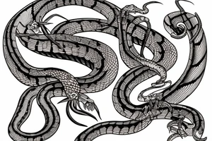 snake skeleton with golden highlights tattoo idea