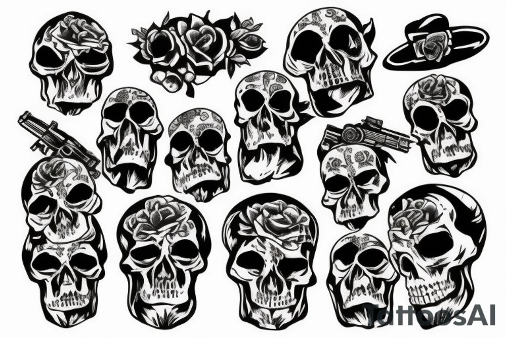 skull with guns and roses tattoo idea