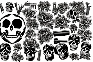 skull with guns and roses tattoo idea