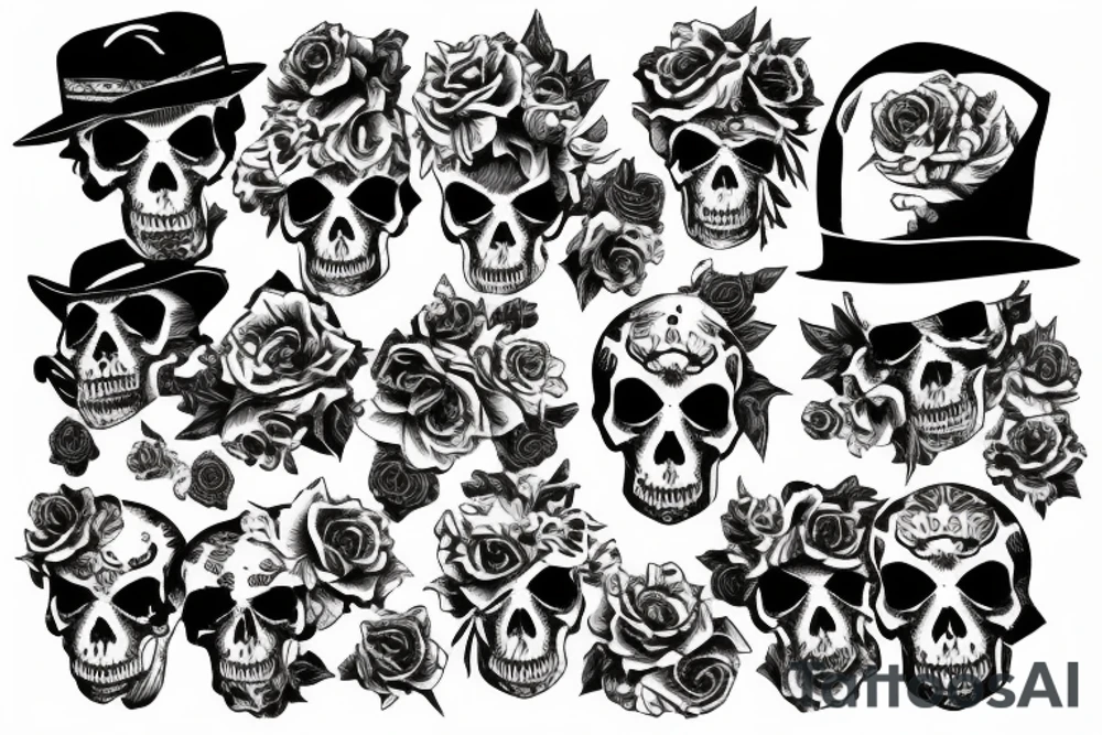skull with guns and roses tattoo idea