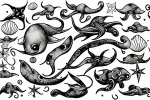 squid with whale in the sky tattoo idea
