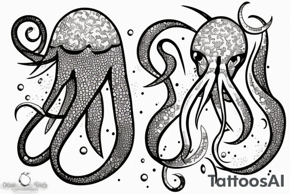 squid with whale in the sky tattoo idea