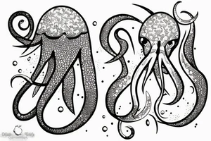 squid with whale in the sky tattoo idea