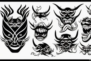 wave, demon mask tattoo idea