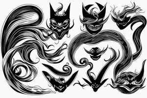 demon mask, ocean wave on the background tattoo idea