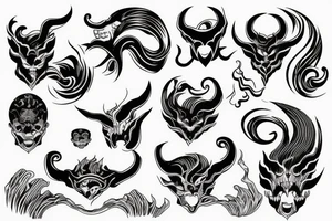 demon mask, ocean wave on the background tattoo idea