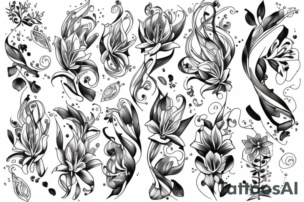 fine line tattoo of lily tattoo idea
