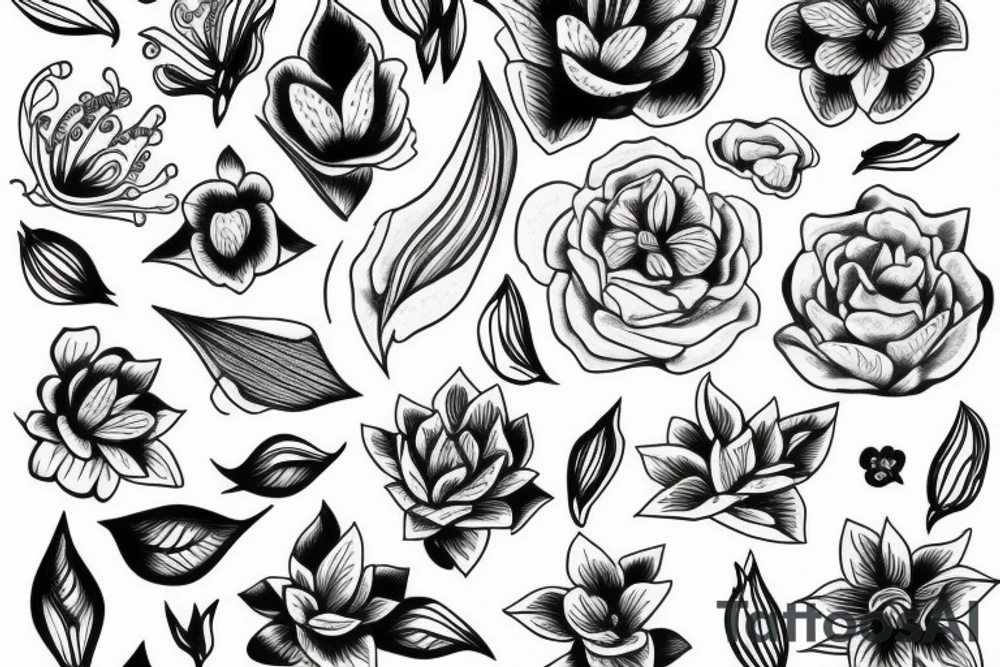 fine line tattoo of lily tattoo idea