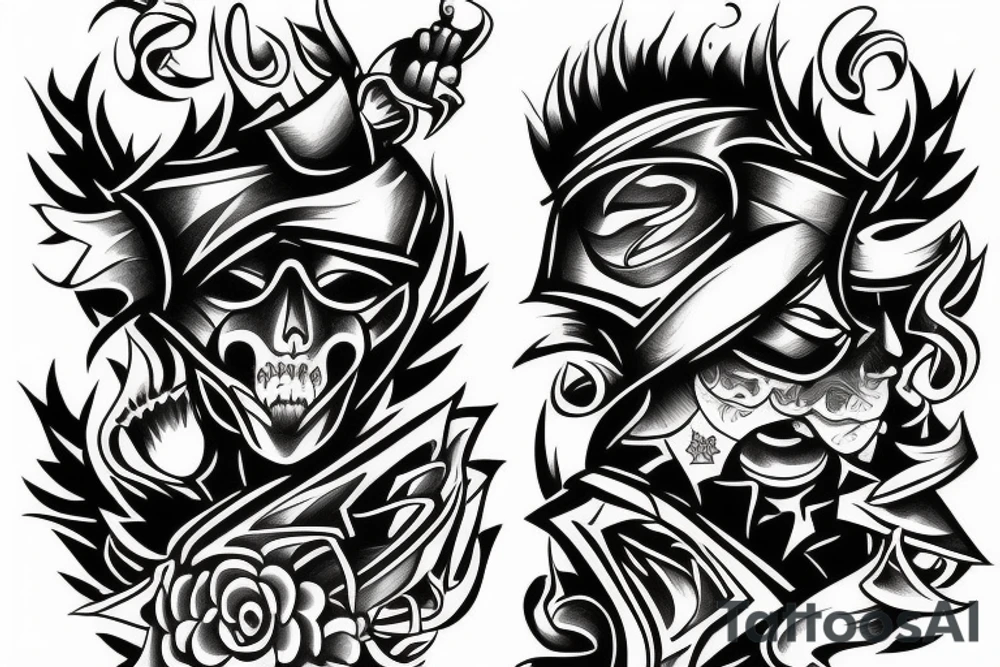 Man beating other man tattoo idea