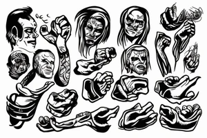 Man beating other man with rock tattoo idea
