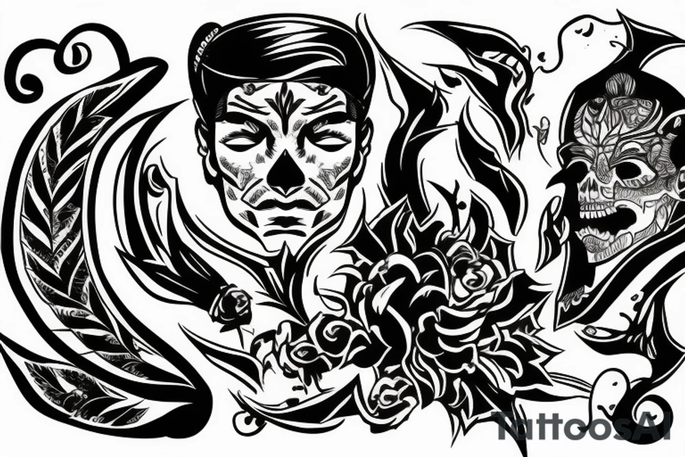 Two men fighting tattoo idea