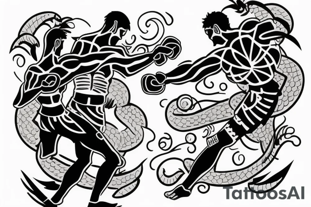 Two men fighting each other, classical style tattoo idea Two men fighting each other, classical style tattoo idea