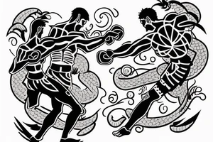 Two men fighting each other, classical style tattoo idea