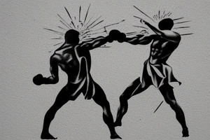 Two men fighting each other, classical style tattoo idea