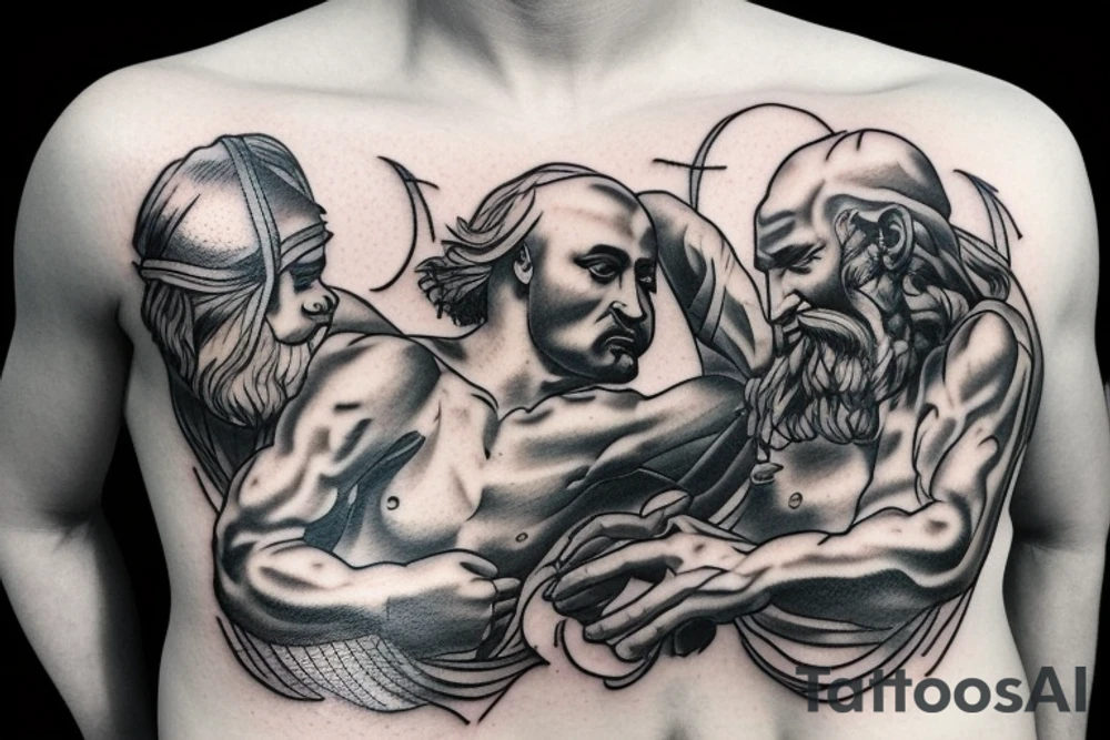 Two men fighting each other, classical style tattoo idea Two men fighting each other, classical style tattoo idea