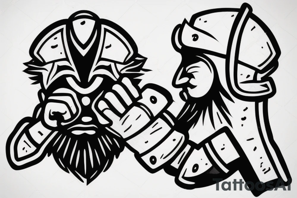 Two men fighting each other, prone tattoo idea