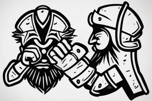 Two men fighting each other, prone tattoo idea