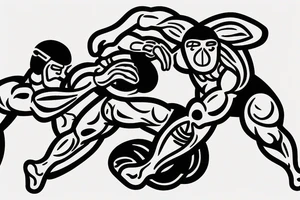 Two men fighting each other, wrestling tattoo idea