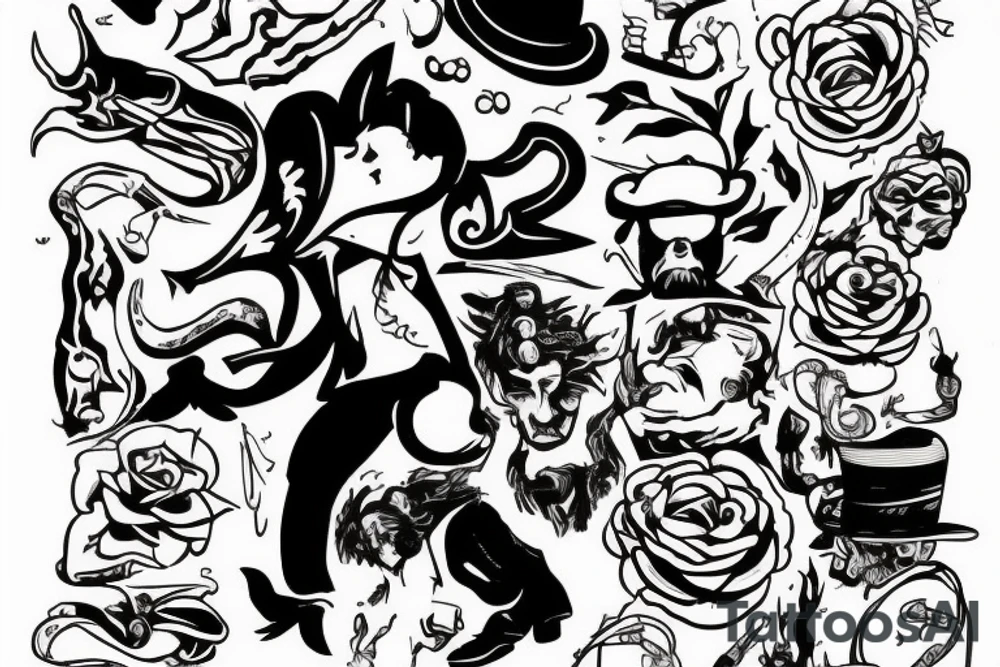 Man overheard strike with rock, another man crawling away tattoo idea