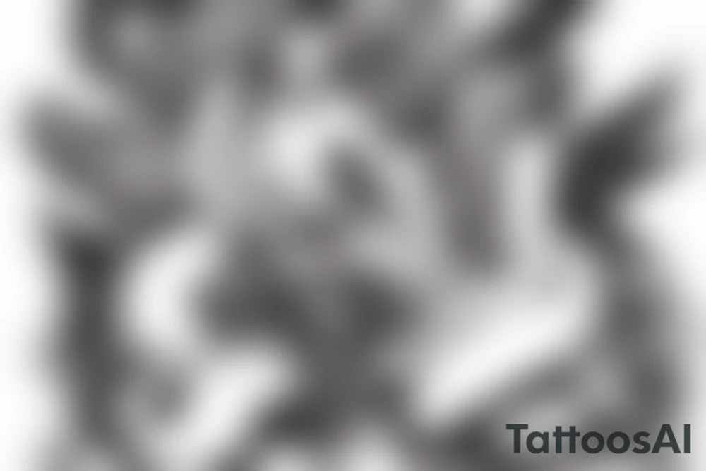 Demon Succubus getting head opened by hands tattoo idea