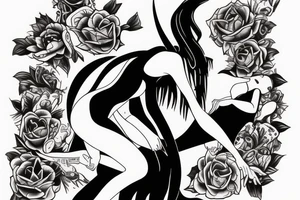 Demon Succubus getting head opened by hands tattoo idea