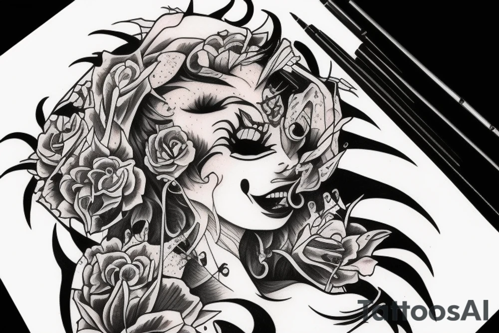 Demon Succubus getting head opened by hands tattoo idea Demon Succubus getting head opened by hands tattoo idea