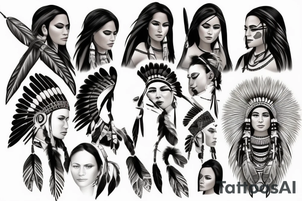 native american woman tattoo idea