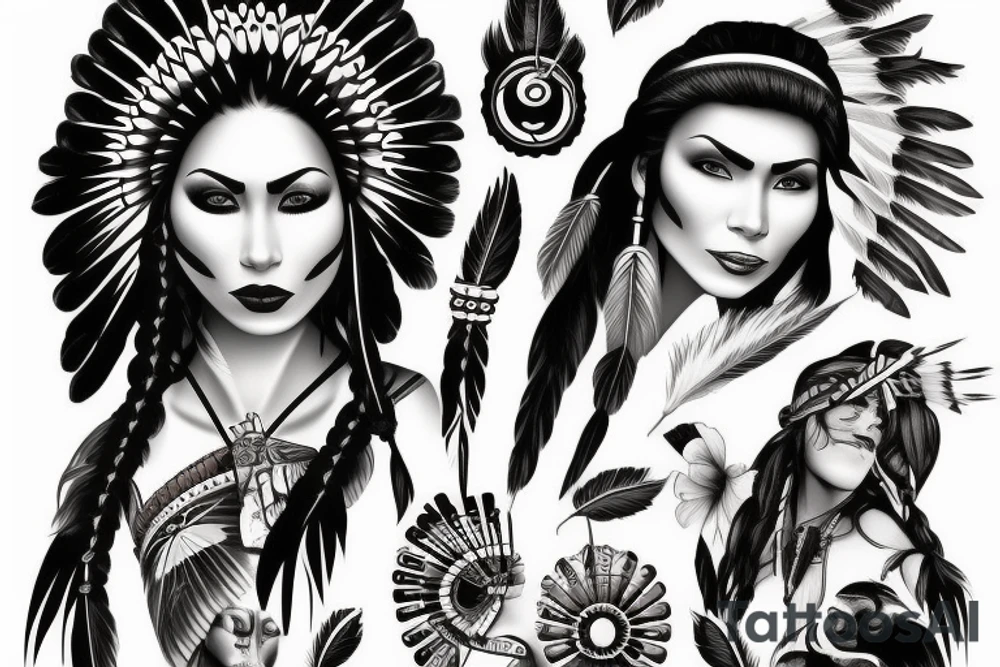 native american woman tattoo idea