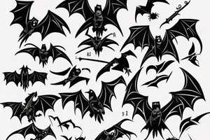 bat fighting a crow tattoo idea