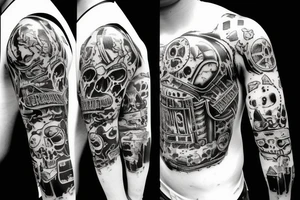 biohazard demon dropping gas cans tattoo idea