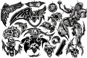 biohazard demon dropping gas cans tattoo idea