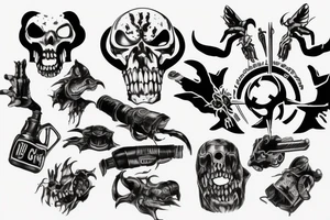 biohazard demon dropping gas cans tattoo idea