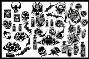biohazard demon dropping gas cans tattoo idea