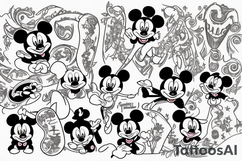Disney related
disney stitch mainly
no flowers 
a bit of colour tattoo idea