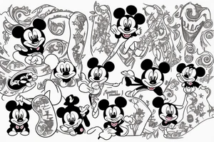 Disney related
disney stitch mainly
no flowers 
a bit of colour tattoo idea