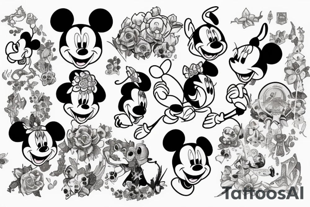 Disney related
disney stitch mainly
no flowers 
a bit of colour tattoo idea