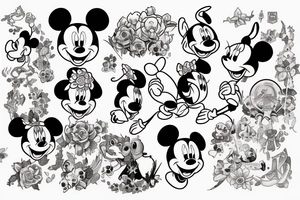 Disney related
disney stitch mainly
no flowers 
a bit of colour tattoo idea