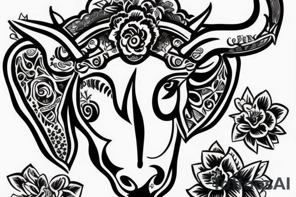 no flowers, taurus goddess with a bull tattoo idea