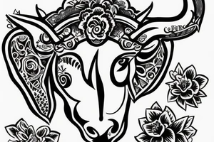no flowers, taurus goddess with a bull tattoo idea