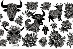 no flowers, taurus goddess with a bull tattoo idea