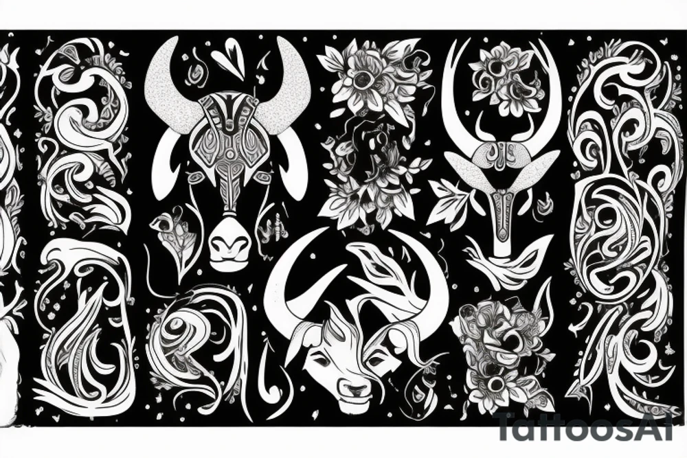 no flowers, taurus goddess with a bull tattoo idea