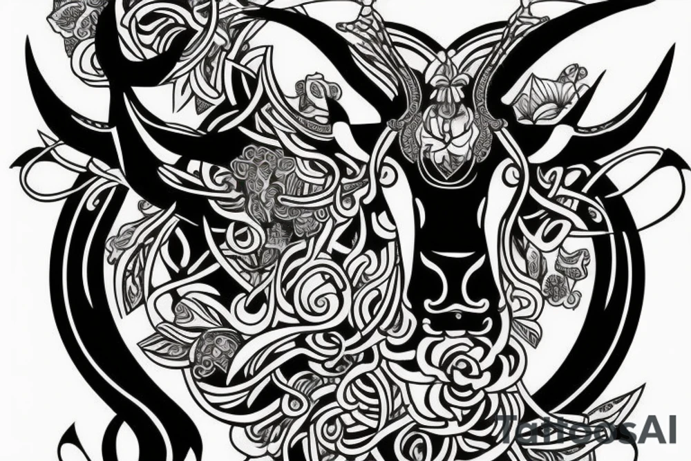 no flowers, taurus goddess with a bull tattoo idea