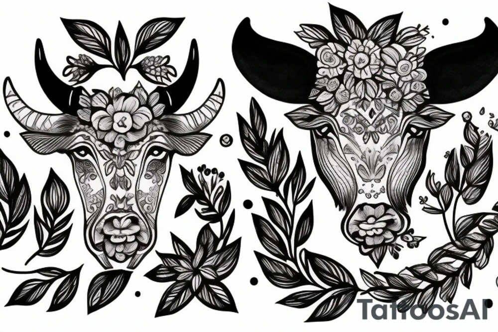 no flowers, taurus goddess with a bull tattoo idea