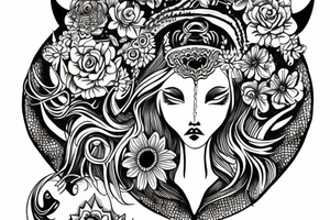 no flowers, taurus goddess with a bull tattoo idea