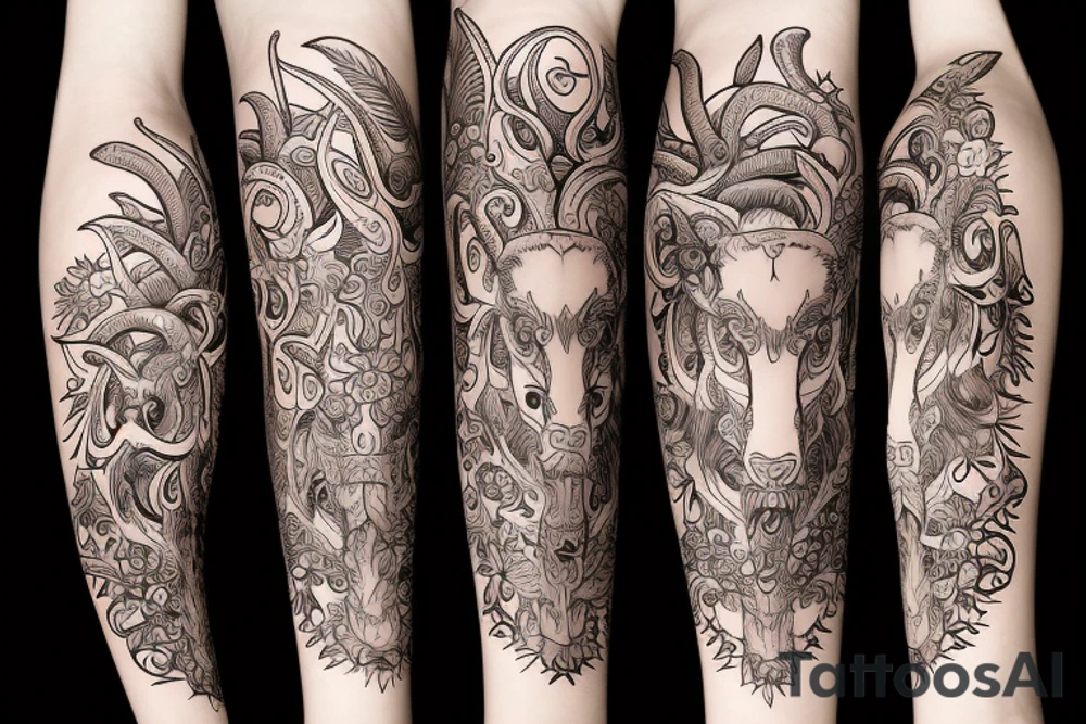 no flowers, taurus goddess with a bull tattoo idea